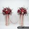 พวงหรีดสแตนด์ดอกไม้สด LStand08 รัตนบารมี โทนสีแดง-ชมพู ขาตั้งทอง สไตล์หรูหรา
