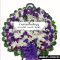 พวงหรีดดอกไม้สด เกียรติศักดิ์ (LXL04) ขนาดใหญ่ จัดแน่นด้วยกล้วยไม้แวนด้าสีม่วง ลิลลี่ขาว และกุหลาบม่วง