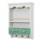 ตู้แขวนผนังไม้ แบบ 2 ชั้น + ลิ้นชั้ก สไตล์นอร์ดิก สีเขียว,ขาว (Nordic Style)