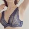 Navy & Lace Push up  Bra (Made in Korea)