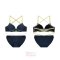 Navy-Green Strappy Front closure Push Up Bra