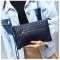 Minicube Woven Zipper Square Clutch Bag With Long Strap Model 619