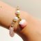 Pink Beaded Bracelet with Cat Charm