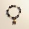 Purple and Black Beaded Bracelet with Elephant Charm