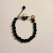 Black Beaded Bracelet with White Cat Charm