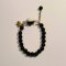 Black Beaded Bracelet with White Cat Charm