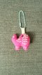pink elephant keychain, blue cord