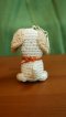 White dog crochet keychain, Orange Collar