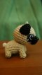 Pug crochet keychain, Cream & Black