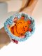 Crochet Smiley Bag, Light Blue-Brown