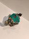 Blue Flower Elephant Keychain, Green Saddle