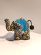 Blue Flower Elephant Keychain, Light Blue Saddle