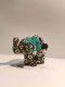 Blue Flower Elephant Keychain, Green Saddle
