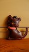 Cat leather keychain - Brown