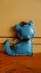 Cat leather keychain - Light Blue