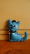 Cat leather keychain - Light Blue