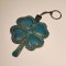 Blue Clover Keychain with Yellow Thread