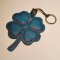 Navy Blue Clover Keychain with Red Thread