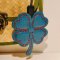 Navy Blue Clover Keychain with Red Thread