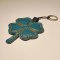 Blue Clover Keychain with Yellow Thread