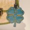 Blue Clover Keychain with Yellow Thread
