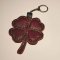 Wine Red Clover Keychain with Green Thread