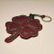 Wine Red Clover Keychain with Green Thread