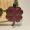 Wine Red Clover Keychain with Green Thread