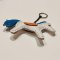 White horse keychain with a blue tail
