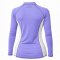 Rash Guard Long Sleeve Zeepro Women With Low Collar Purple White