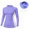 Rash Guard Long Sleeve Zeepro Women With Low Collar Purple White