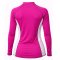 Rash Guard Long Sleeve Zeepro Women With Low Collar Pink White