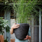 VASE TAPERED ROUND RIB BLACK