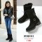 [พร้อมส่ง 36,37,38] [BT-2010-1] Boots รองเท้าบู๊ทสั้นสีดำ ผ้ากำมะหยี่ ด้านในเท้าบุขนกันหนาว ส้นพื้นที่สีดำหนา