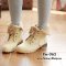  [[พร้อมส่ง 36]] [Boots] [Pm-065] Pangmama รองเท้าบู๊ทสีครีมบุขนกันหนาวด้านใน ผูกเชือกสวย