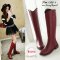  [พร้อมส่ง 36,37,38,39,40,41,42] [Boots] [Pm-088-1] Pangmama รองเท้าบู๊ทยาวสีแดงหนังมัน เป็นบูทใต้เข่าใส่สวยมากๆ