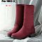 [พร้อมส่ง 36,37,38,40,42,43,44,45] [Pm-1003-3]  รองเท้าบู๊ทสั้นสีแดง  เป็นบูทครึ่งแข้ง และพับลงมาได้ พื้นหนาเดินหิมะได้คะ