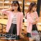  [*พร้อมส่ง] [Xu-002-1] เสื้อคลุมไหมพรมสีชมพู เสื้อไหมพรมคลุมยาว กระดุมหน้าผ้านุ่มมากๆค่ะ