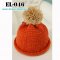 [[พร้อมส่ง]] [EL-046] EL หมวกไหมพรมกันหนาวสีส้มมีจุกขนน่ารัก