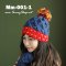 [[PreOrder]] [หมวกไหมพรม] [Mm-001-1] Mm หมวกไหมพรมสีน้ำเงินแถบแดง ผ้าไหมพรมหนา