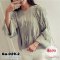  [*พร้อมส่งF] [Ga-029-2] Gagai เสื้อไหมพรมคอกลมสีเขียว สไตล์ปักผ้ารุ่ยๆ แขนใหญ่พับได้ สวยค่ะ