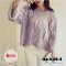  [*พร้อมส่งF] [Ga-029-4] Gagai เสื้อไหมพรมคอกลมสีม่วง สไตล์ปักผ้ารุ่ยๆ แขนใหญ่พับได้ สวยค่ะ