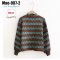  [พร้อมส่ง F] [Mao-007-2] เสื้อไหมพรมคอตัดลายกราฟฟิคสีน้ำตาลเข้ม แขนพองสวย เนื้อผ้าดีมาก