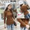  [พร้อมส่ง S M] [เสื้อไหมพรม] [Mi-388] Mimius เสื้อไหมพรมคอกลมสีน้ำตาล เนื้อผ้านุ่มใส่สบายมากๆ คะ