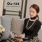  [PreOrder] [เสื้อคอเต่า] [Ou-133] Ousimini เสื้อไหมพรมคอเต่าระบายสีดำแขนยาว