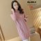 [พร้อมส่ง] [Kn-032-3]  เดรสไหมพรมคอสูงสีชมพู ผ้าไหมพรมถักลายสวย ผ้าหนานุ่มใส่กันหนาว