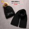 [พร้อมส่ง] [Kid-A032-4] ชุดหมวกไหมพรมผ้าพันคอกันหนาวเด็ก สีดำลายแมว ด้านในซับขนกันหนาว (ชุด 2 ชิ้น)