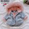 [พร้อมส่ง 120,130,150,160] [KID-C5035-2] เสื้อโค้ทยีนกันหนาวเด็ก ผ้าเดนิมซับขนด้านในสีชมพู มีหมวกฮู้ดแต่งเฟอร์สีชมพู
