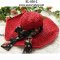  [*พร้อมส่ง] [EL-030-2] EL++หมวก++หมวกสานปีกกว้างสีแดง 