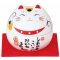 Maneki Neko แมวกวักเซรามิคเนื้อเงา 4.5 cm ทำท่ากวัก 2 มือ แมว 3 สี
